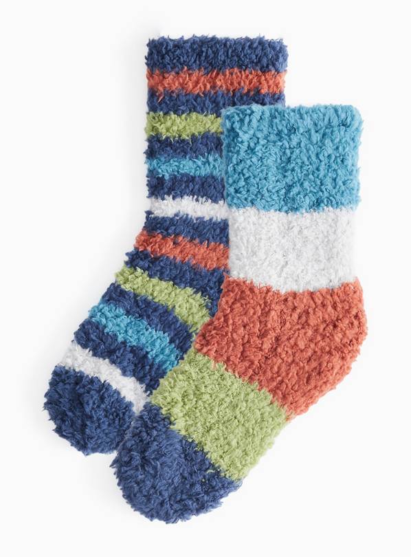 Multi-Coloured Fluffy Socks 2-Pack 12.5-3.5
